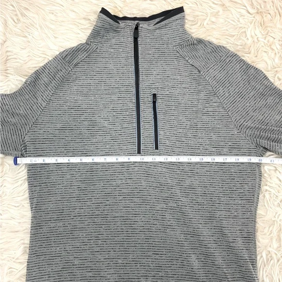Lululemon Surge Quarter Zip Pullover Long Sleeve Shirt Gray Striped Mens Medium - Picture 6 of 9